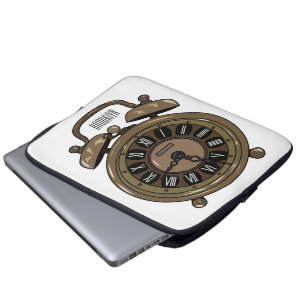 Alarm clock cartoon illustration laptop sleeve