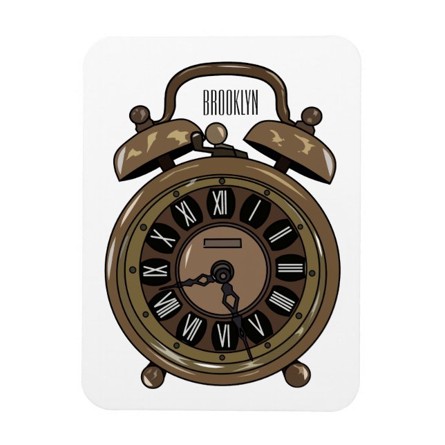 Alarm clock cartoon illustration magnet (Vertical)