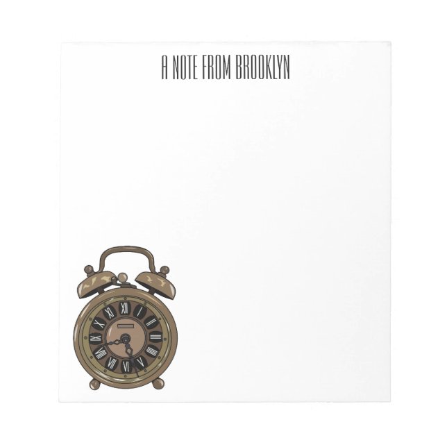 Alarm clock cartoon illustration notepad (Front)