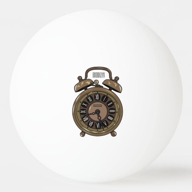 Alarm clock cartoon illustration ping pong ball (Front)