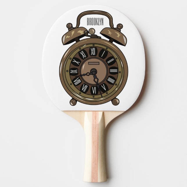 Alarm clock cartoon illustration ping pong paddle (Front)