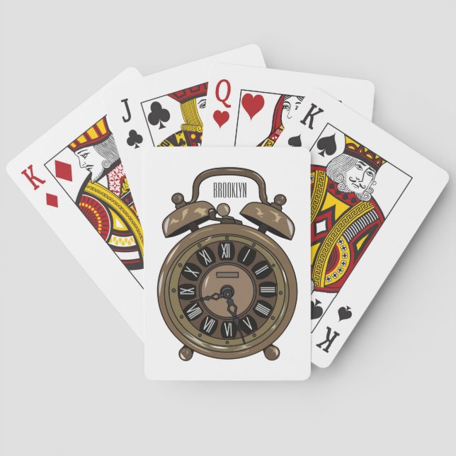 Alarm clock cartoon illustration playing cards (Back)