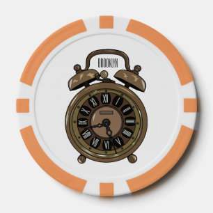 Alarm clock cartoon illustration poker chips