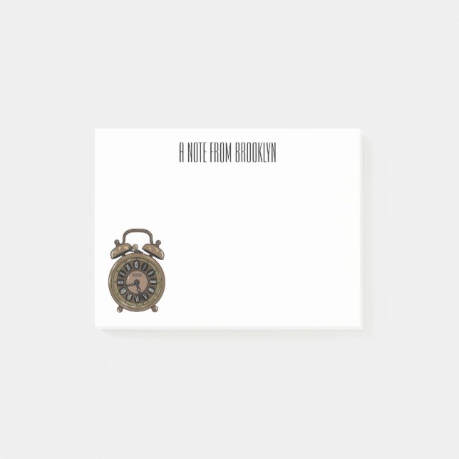 Alarm clock cartoon illustration post-it notes (Front)