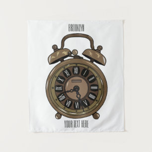 Alarm clock cartoon illustration tapestry