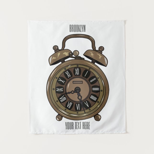 Alarm clock cartoon illustration tapestry (Front)