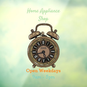 Alarm clock cartoon illustration window cling
