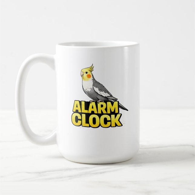 Alarm Clock Cockatiel Coffee Mug (Left)