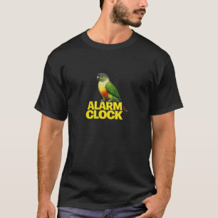 Alarm Clock Green Cheek Conure Black T-Shirt
