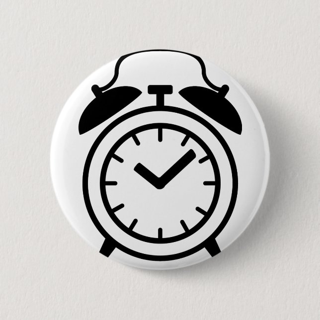 alarm clock icon 6 cm round badge (Front)