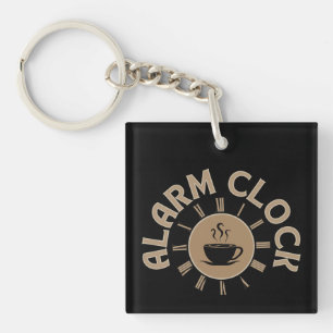 ALARM CLOCK RETRO MORNING COFFEE LOVER KEY RING