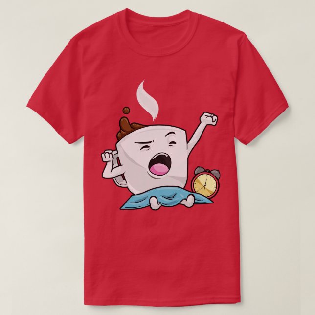 Alarm clock with cup of coffee T-Shirt (Design Front)