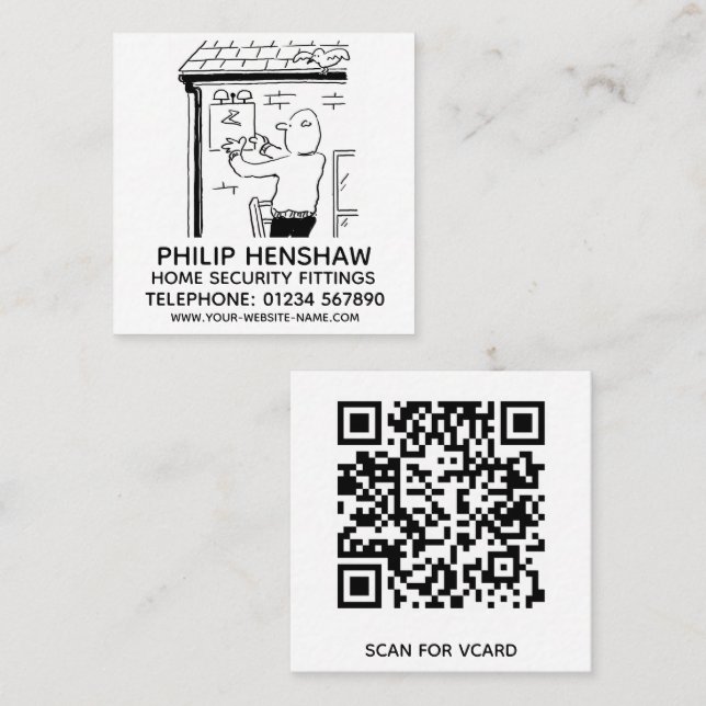 Alarms & Home Security Fittings Square Business Card (Front/Back)
