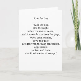 Alas the day poetry card