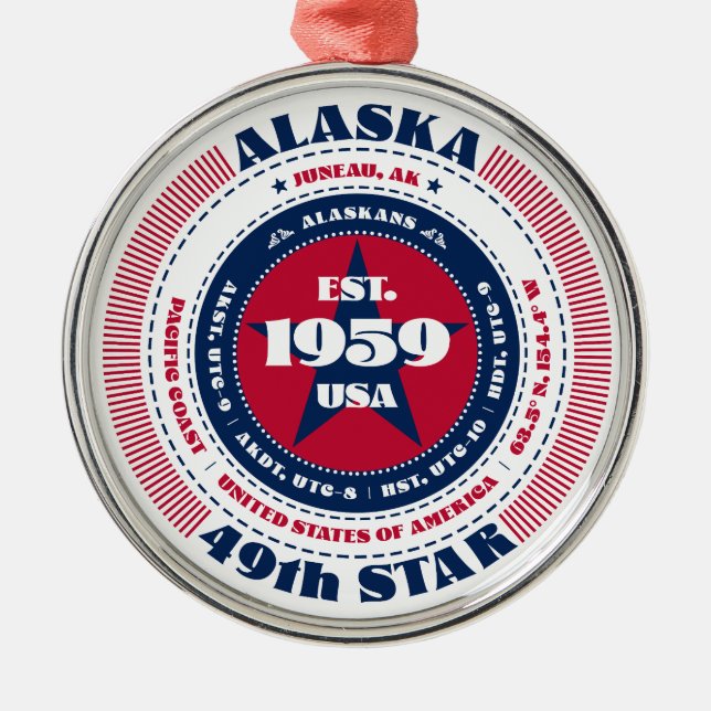 Alaska 49th State Christmas Ornament (Front)