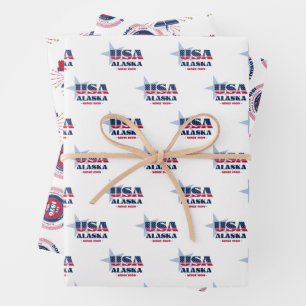 Alaska, 50 States, Liberty Bell Wrapping Paper Sheet