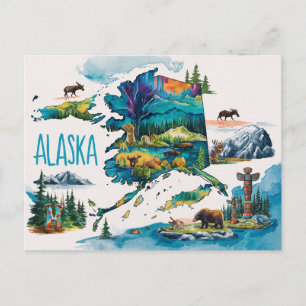 Alaska : A Vibrant Watercolor Exploration Postcard