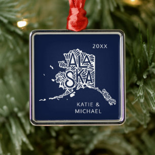 Alaska Add Your Name & Year Metal Tree Decoration