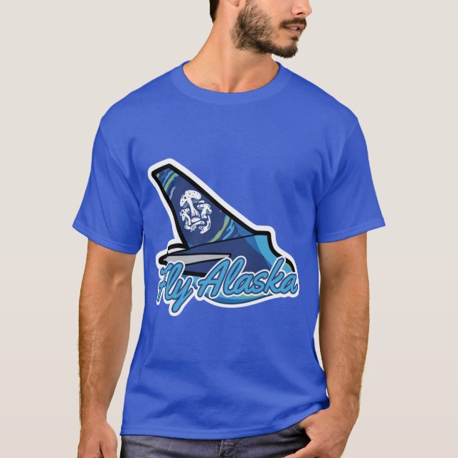 Alaska Airline Pilot on Mushrooms Fly Alaska Overs T-Shirt (Front)