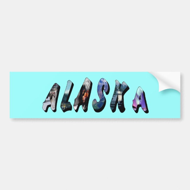 Alaska and USA Flag Text Bumper Sticker (Front)