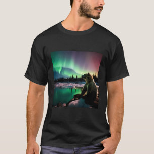 Alaska Aurora Borealis Bear Aesthetic Core Photo S T-Shirt