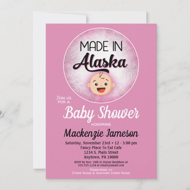 Alaska Baby Shower Funny Pink Girls Invitation (Front)