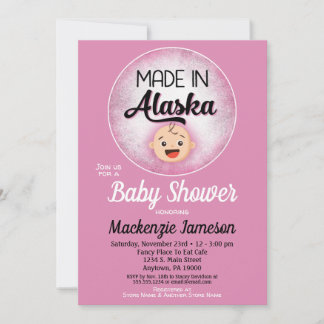 Alaska Baby Shower Funny Pink Girls Invitation