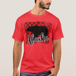 Alaska Bear Art Buffalo Plaid Alaskan Last Frontie T-Shirt