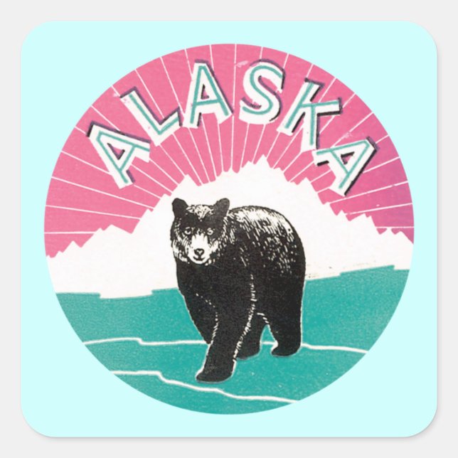 Alaska Bear Square Sticker (Front)