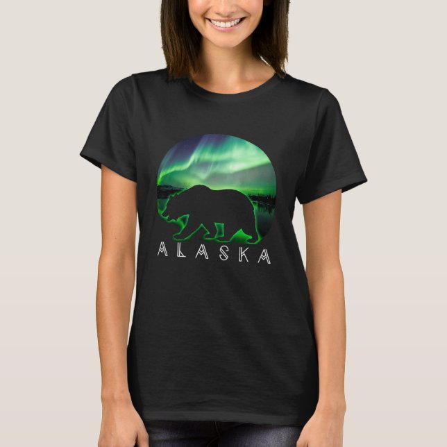 Alaska Bear with Aurora Borealis  Alaskan Tourist  T-Shirt (Front)