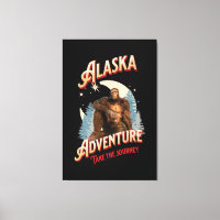 Alaska Bigfoot Adventure Retro Wilderness Art