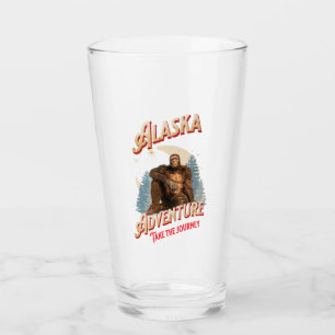 Alaska Bigfoot Adventure Retro Wilderness Art Glass