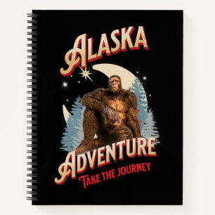 Alaska Bigfoot Adventure Retro Wilderness Art Notebook