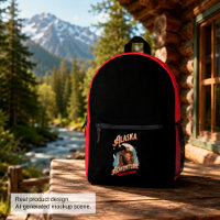 Alaska Bigfoot Adventure Retro Wilderness Art