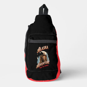 Alaska Bigfoot Adventure Retro Wilderness Art Sling Bag