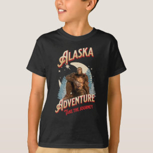 Alaska Bigfoot Adventure Retro Wilderness Art T-Shirt