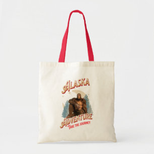 Alaska Bigfoot Adventure Retro Wilderness Art Tote Bag