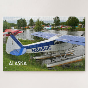 Alaska: Blue and white float plane, Lake Hood  Jigsaw Puzzle