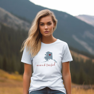 Alaska Born and Raised   Editable Colour State Map T-Shirt