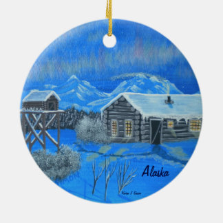 Alaska Bush Homestead Ceramic Tree Decoration
