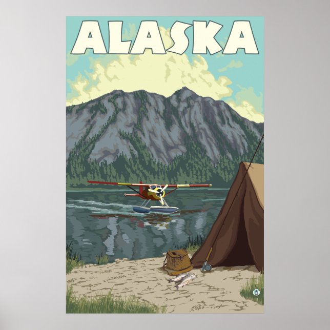 Alaska - Bush Plane and Fishing Poster (Front)