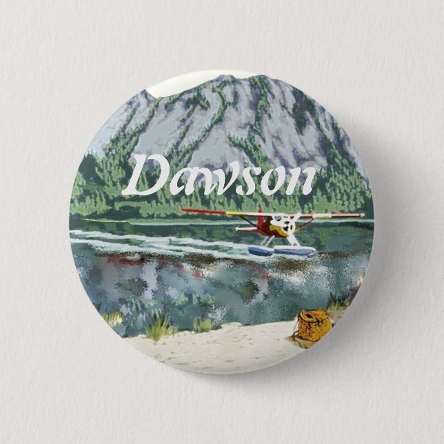 Alaska Bush Plane And Fishing Travel 6 Cm Round Badge (Front)