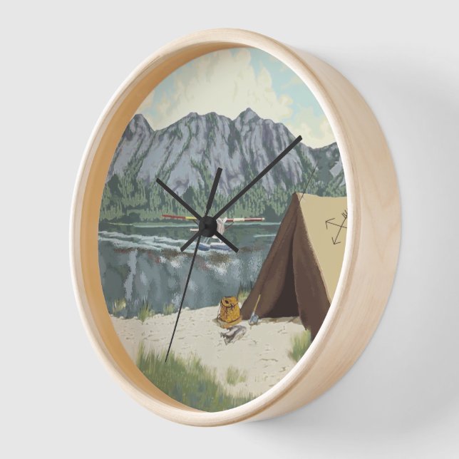 Alaska Bush Plane And Fishing Travel Clock (Angle)
