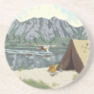 Alaska Bush Plane And Fishing Travel Coaster