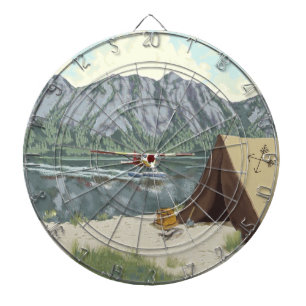 Alaska Bush Plane And Fishing Travel Dartboard