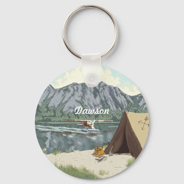Alaska Bush Plane And Fishing Travel Key Ring (Front)