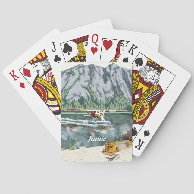 Alaska Bush Plane And Fishing Travel Playing Cards (Back)