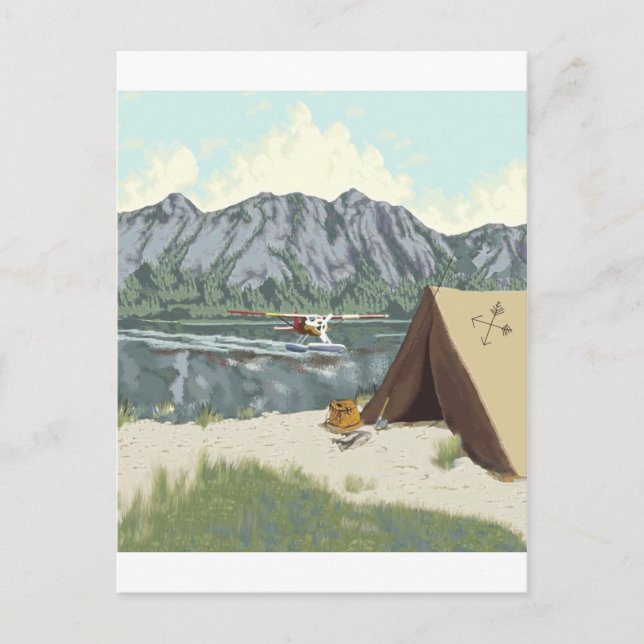 Alaska Bush Plane And Fishing Travel Postcard (Front)
