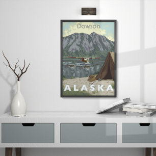 Alaska Bush Plane And Fishing Travel Poster