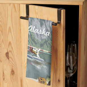 Alaska Bush Plane And Fishing Travel Tea Towel